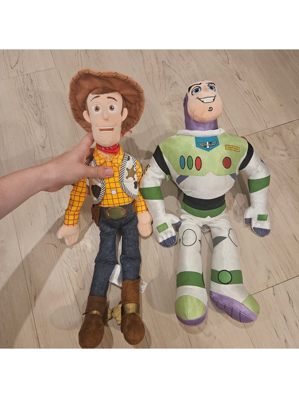 Disney Store Toy Story Woody & Buzz Lightyear Plush Lot ANDY Foot 17–18"